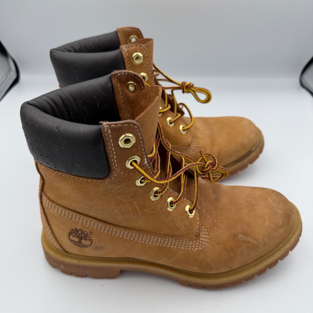 Timberland 6 Inch Premium Boot Womens 8 Wheat Good Leather 10361